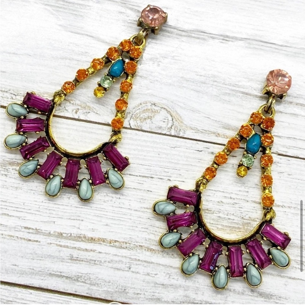 NWOT Nightshift Gold Bohemian Gem Statement Earrings, New